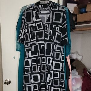 Apt. 9 Black and Gray Geometric Dress